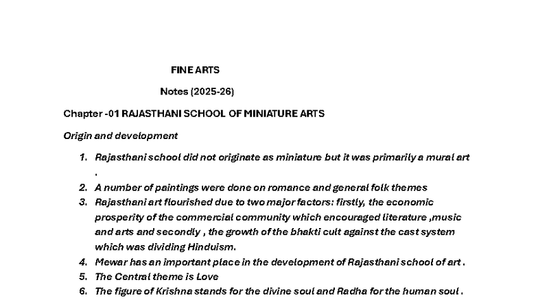 FINE ARTS Notes: Rajasthani School of Miniature Paintings Overview ...
