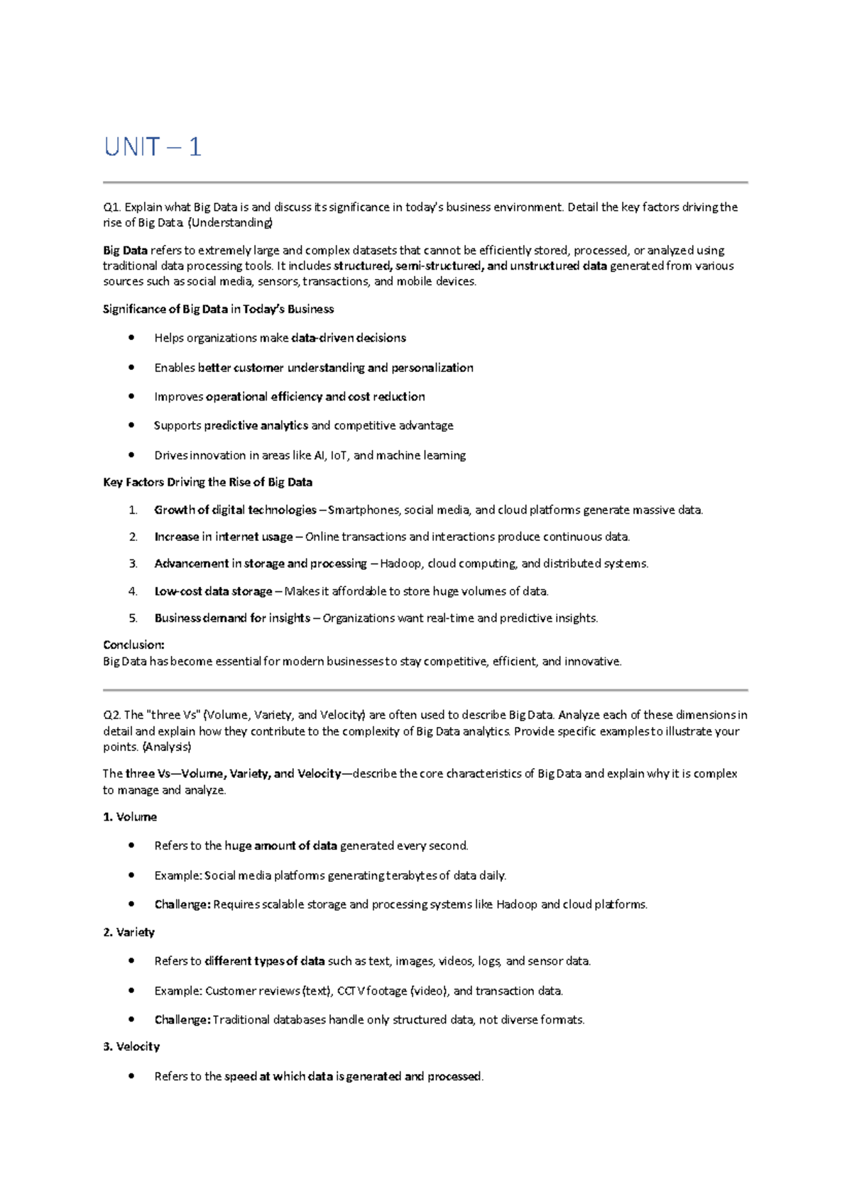 Big Data - Unit 1: Understanding, Analyzing, and Implementing Big Data ...