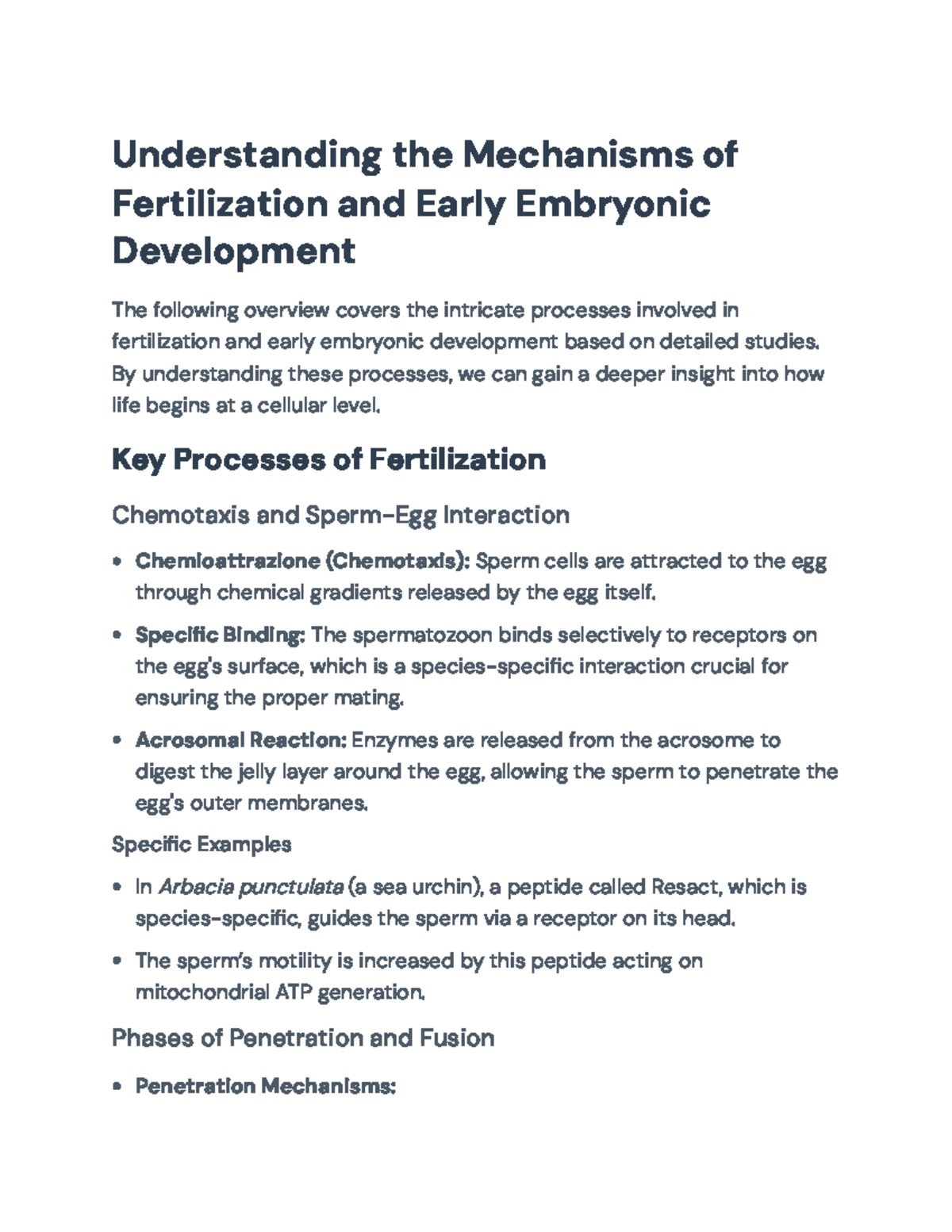 Understanding Fertilization Processes and Early Embryonic Development ...