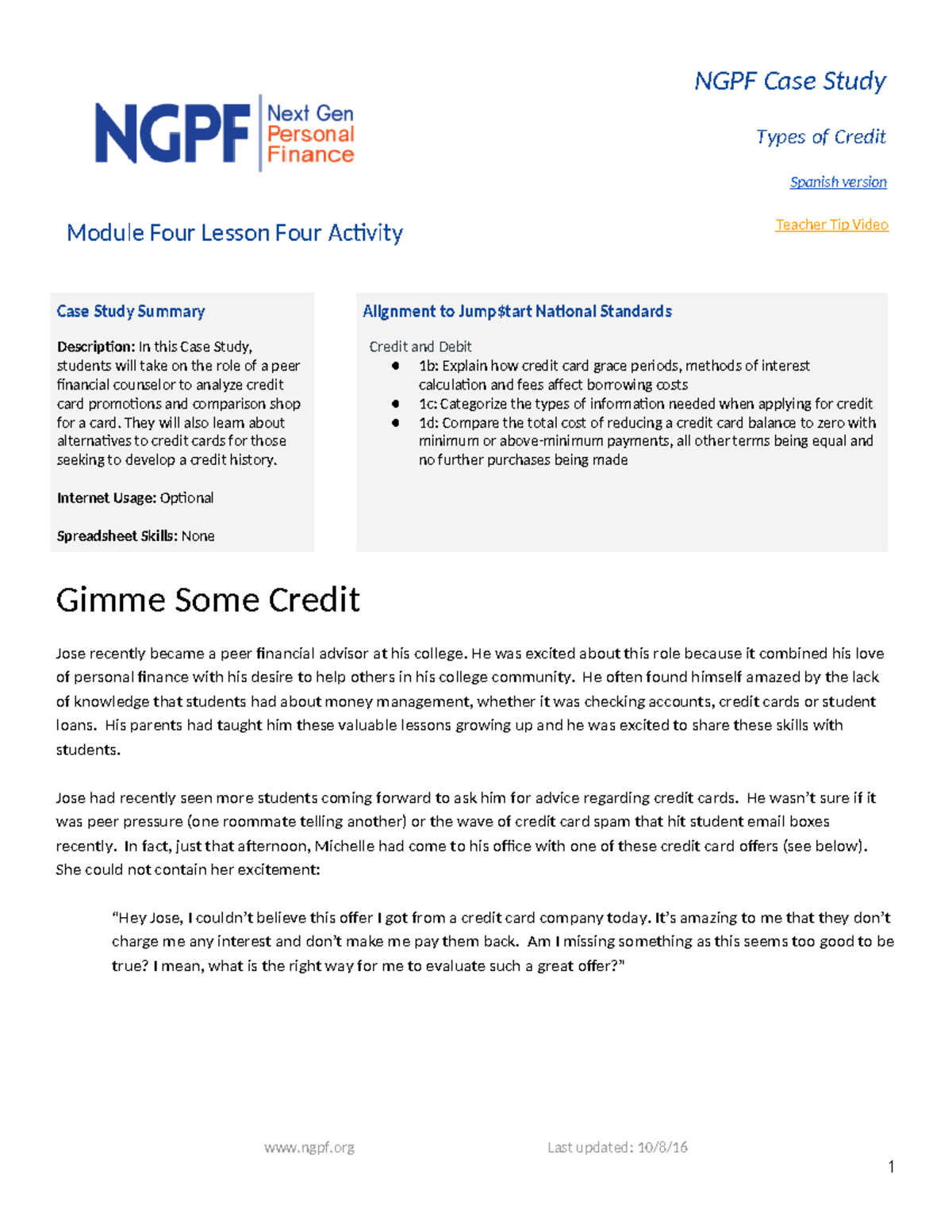 Economics and Personal Finance CSG4: Understanding Types of Credit ...