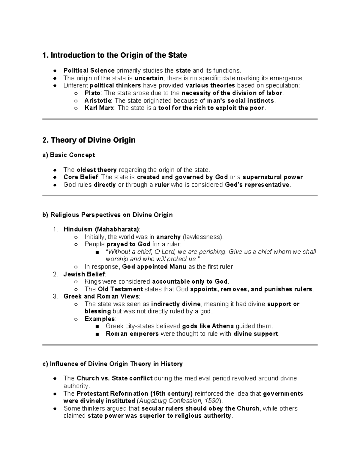 Poly 101: Theories of the Origin of the State - Comprehensive Notes ...