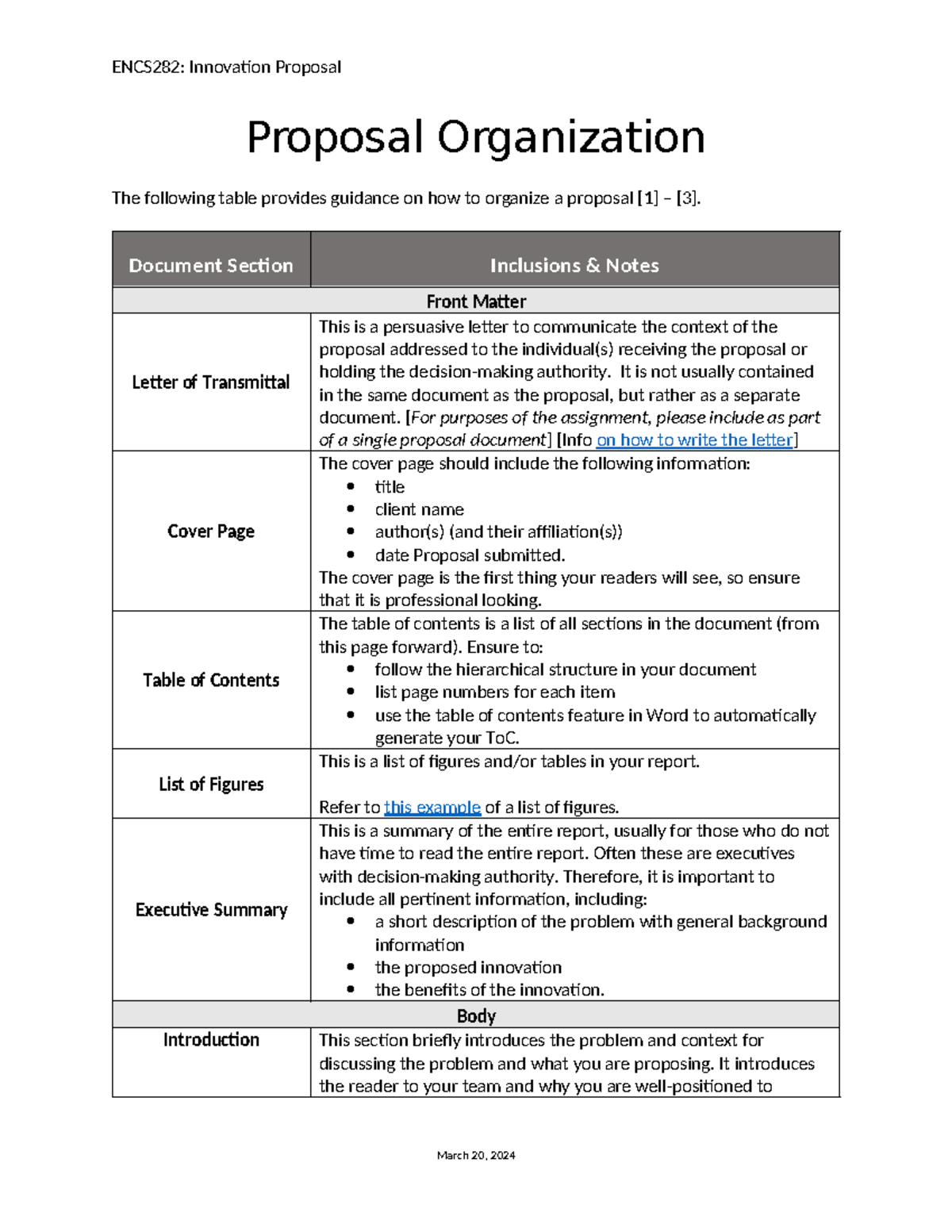 ENCS282: Innovation Proposal Structure and Guidelines for Success - Studocu
