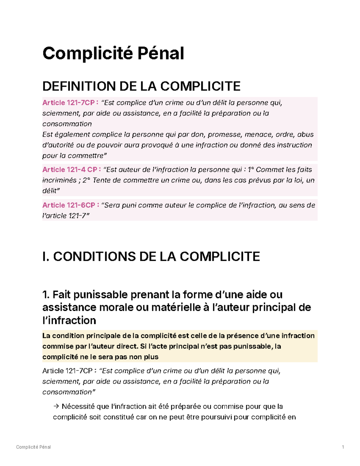 Complicité en Droit Pénal Général L2: Étude des Conditions et Sanctions ...