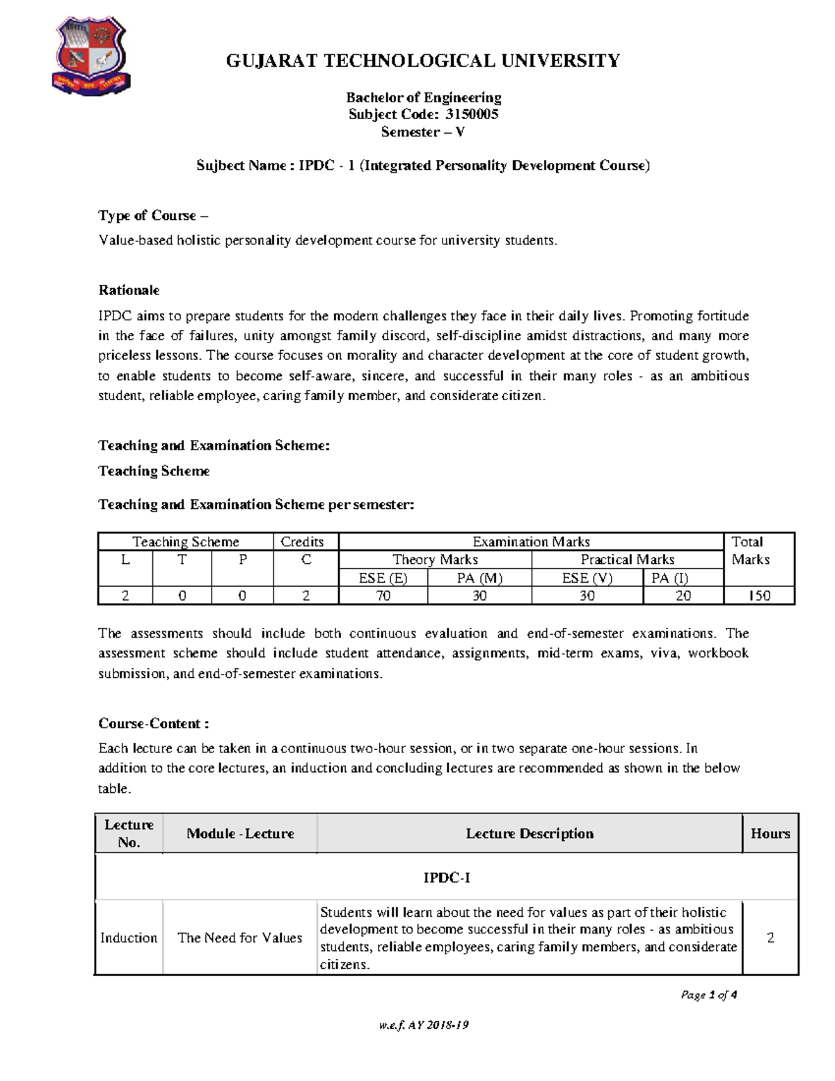 3150005 - Lecture Notes on Integrated Personality Development Course ...