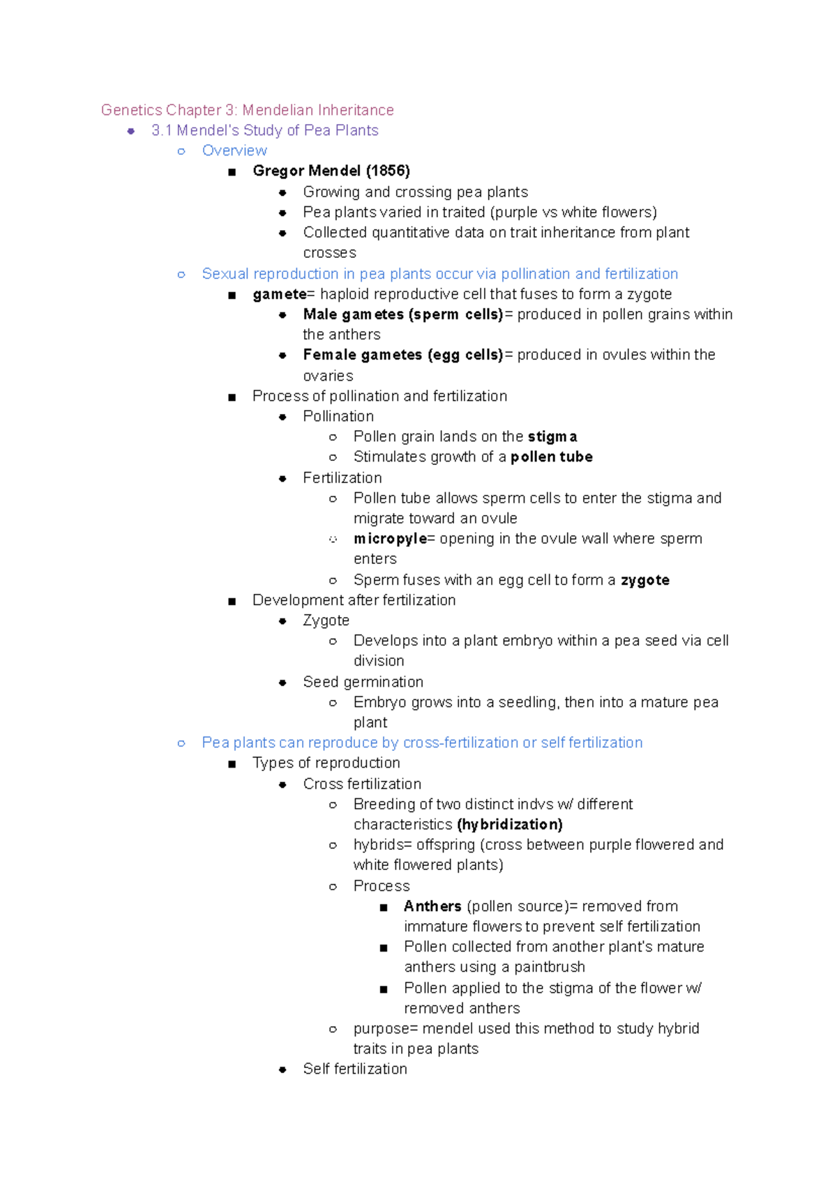 Genetics CH 3: Mendelian Inheritance and Statistical Analysis ...