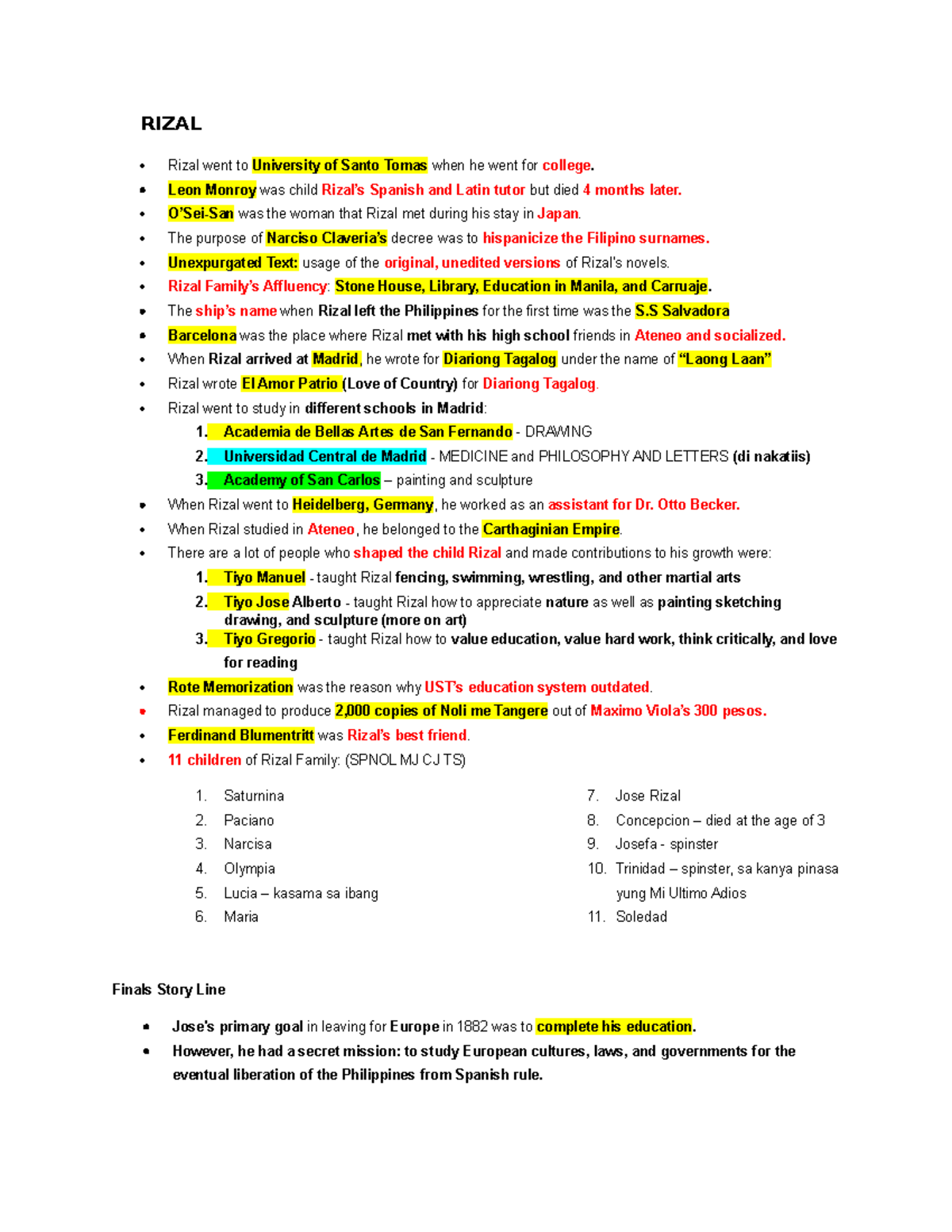 Finals Reviewer for Rizal (Course Code: RIZAL) - Studocu