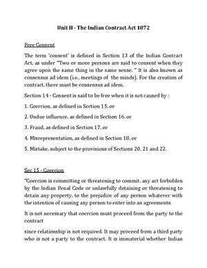 Unit IV - The Indian Contract Act, 1872 - If any party fails to perform ...