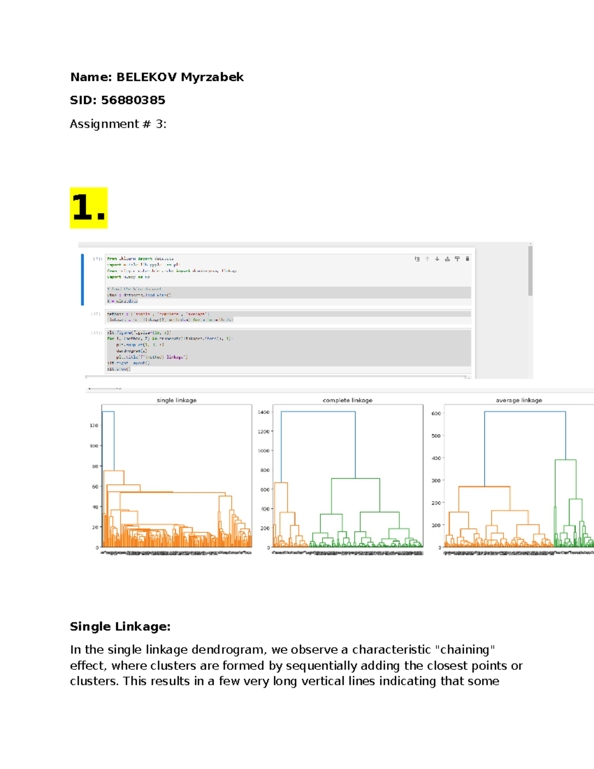 Ass#3 data science - 3rd Assignment - Name: BELEKOV Myrzabek SID ...