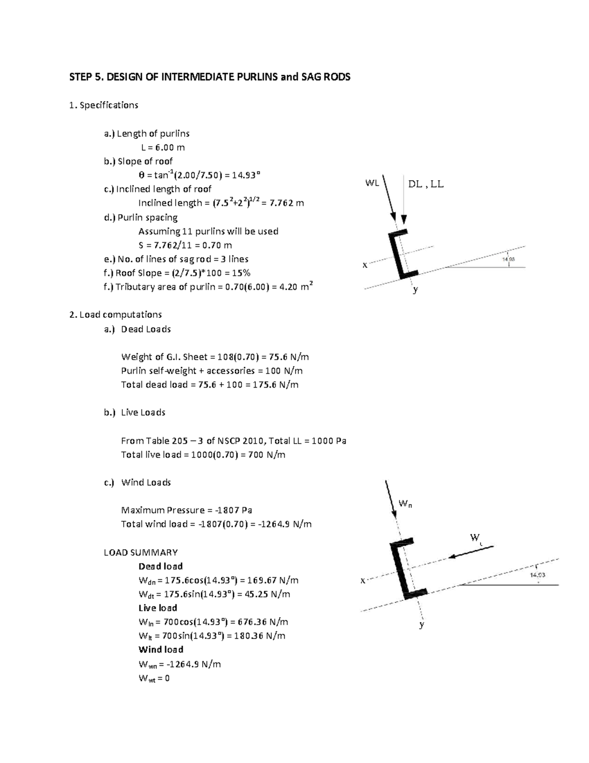 Intermediate Purlins & Sag Rods Design Specifications (ENG 101) - Studocu