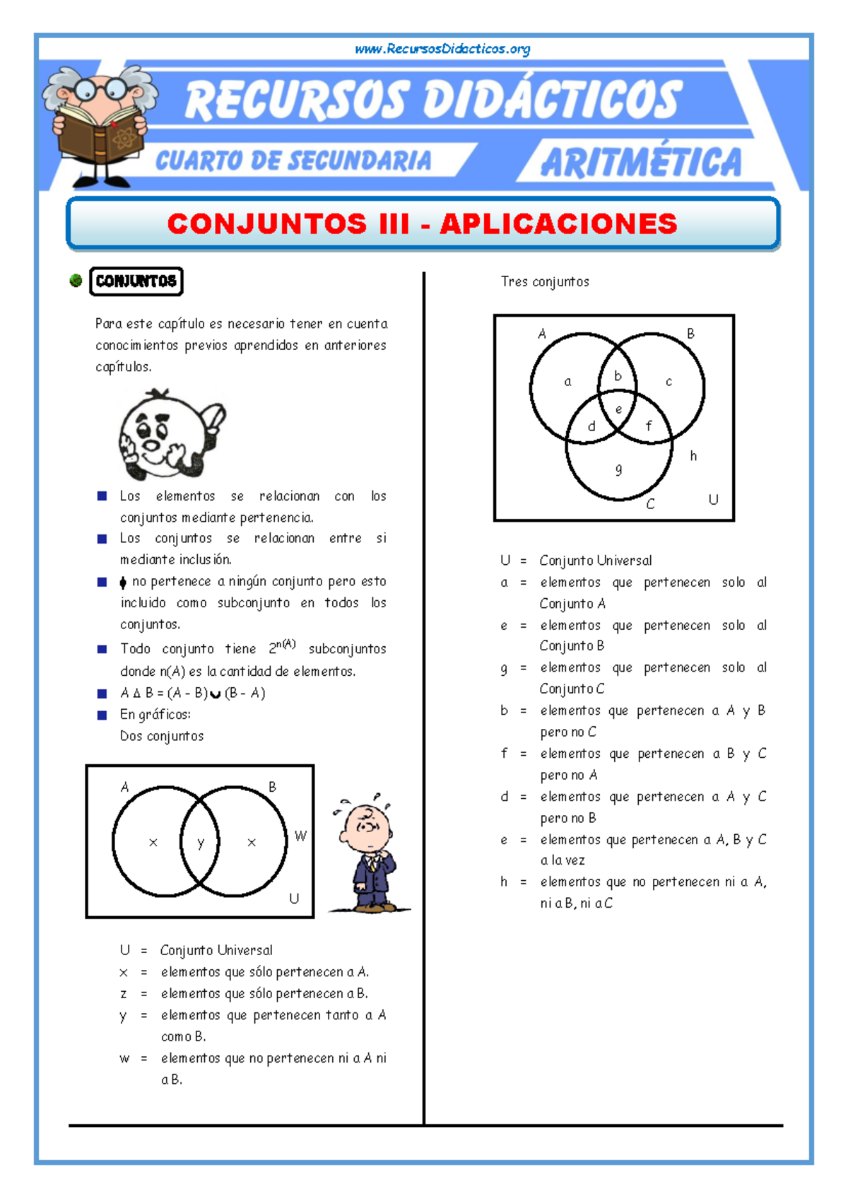 Problemas de Conjuntos para Cuarto de Secundaria - Ejercicios y ...