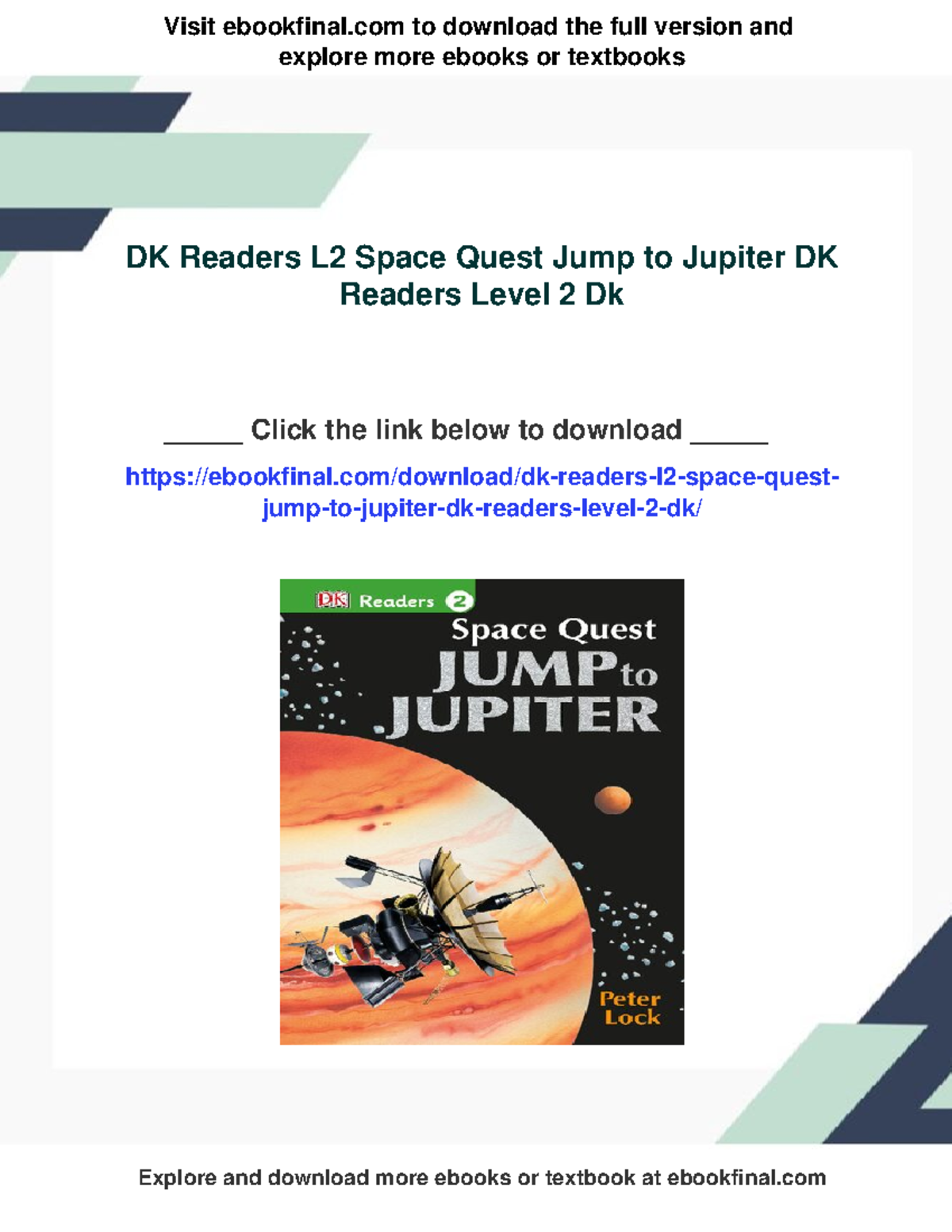 DK Readers L2: Space Quest - Jump to Jupiter Overview & Insights - Studocu