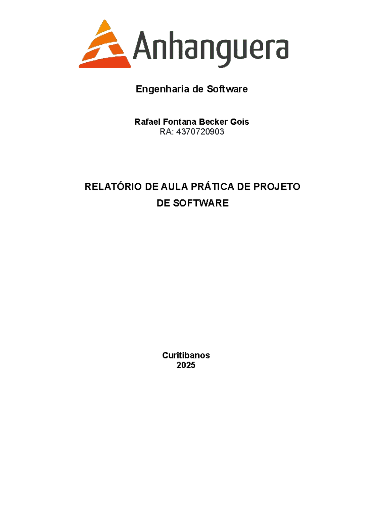 ENG101 - Relatório de Aula Prática: Projeto de Software 2025 - Studocu