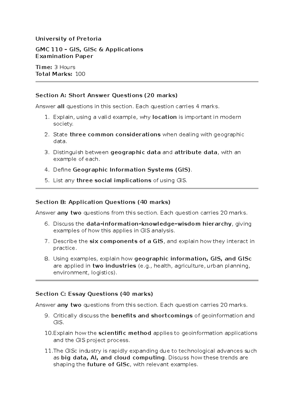 GMC 110 GISc Applications Final Exam Paper & Memorandum - Studocu