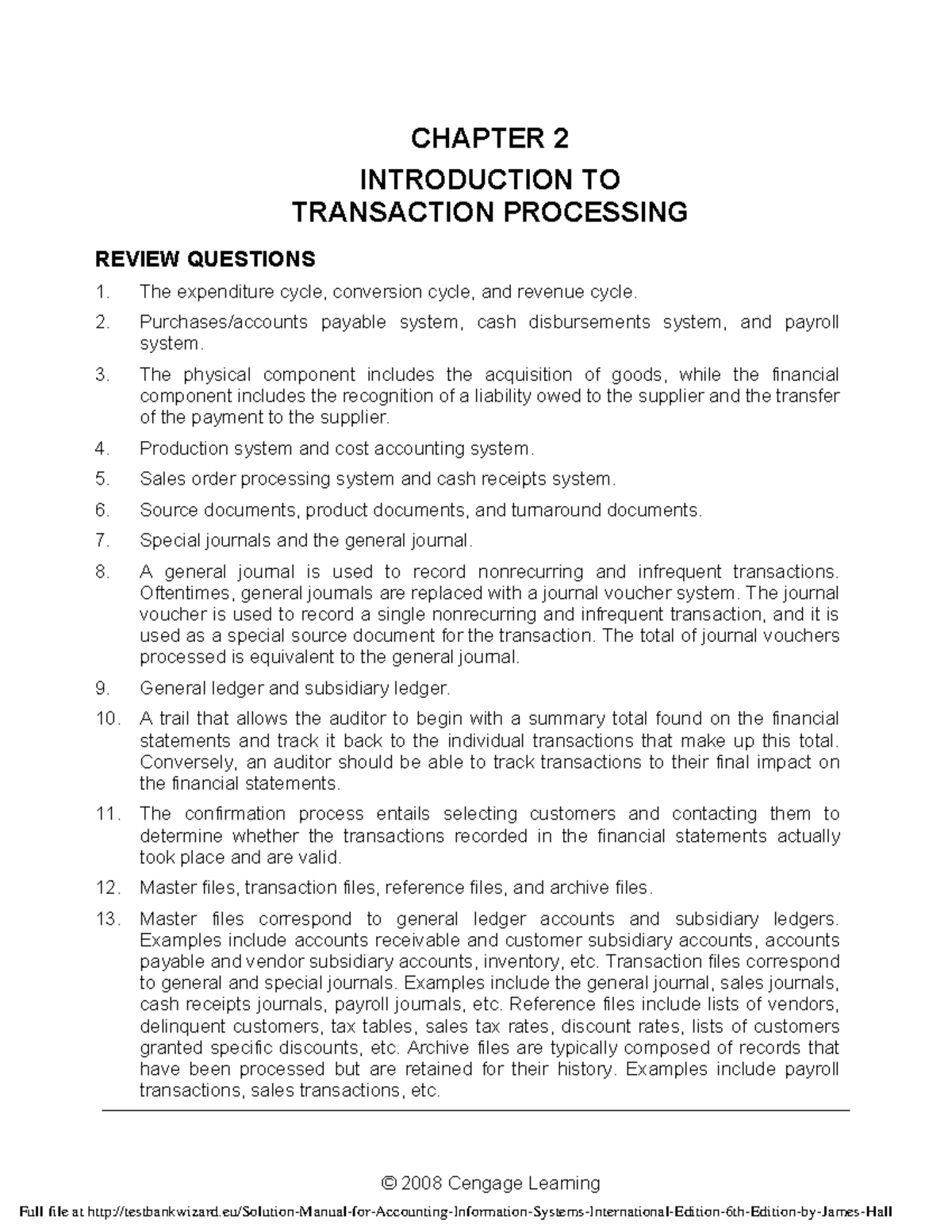 Chapter 2 Review Questions for AIS: Transaction Processing Systems ...