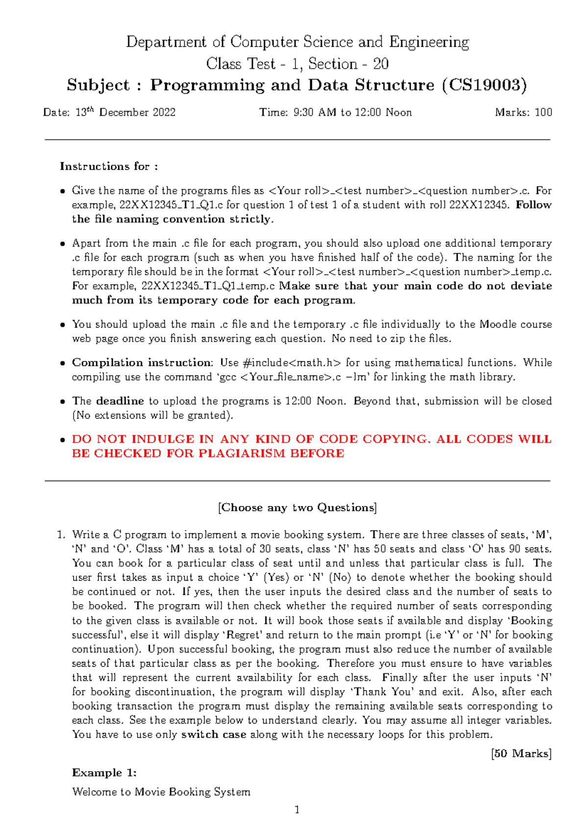 PDS CS19003 Sec 20 - Class Test 1: Programming & Data Structures Notes ...