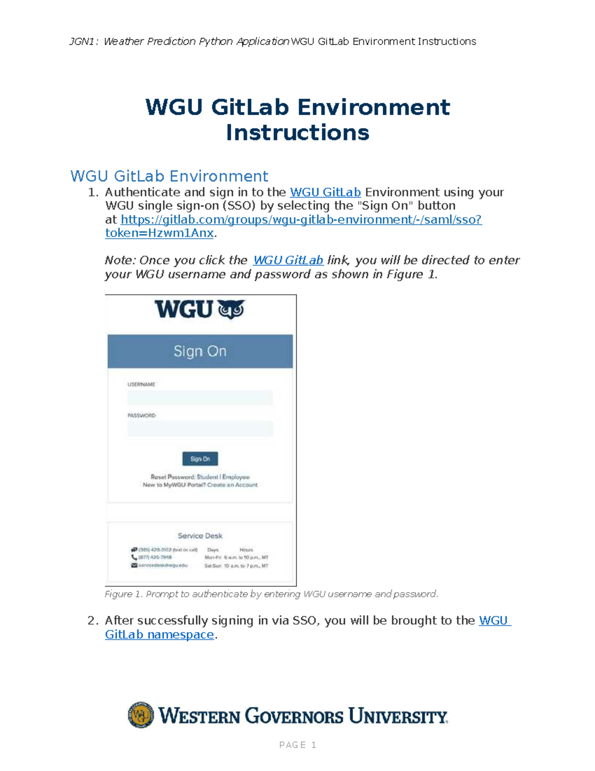 JGN1: WGU GitLab Instructions for Weather Prediction App - Studocu