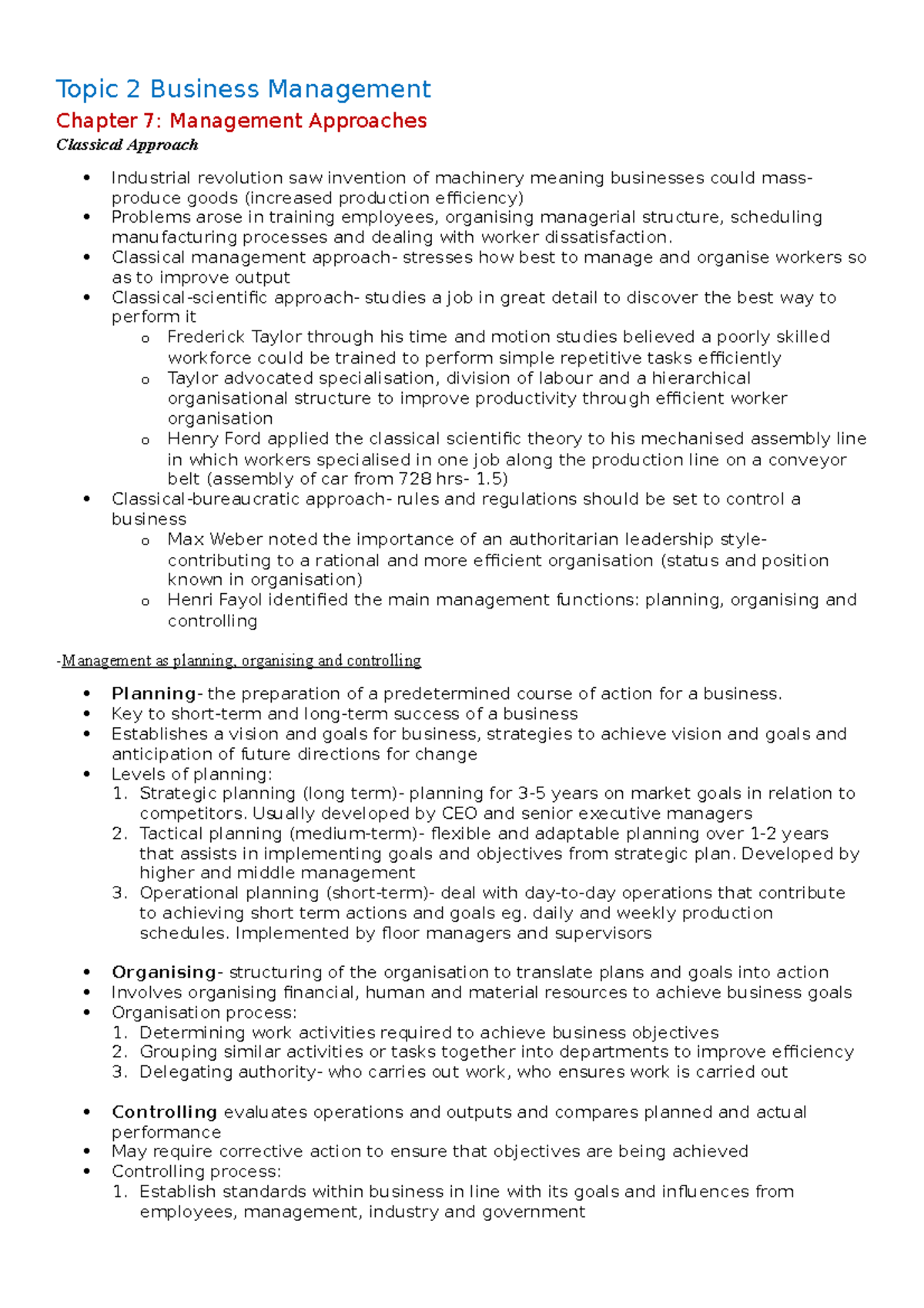 Business Studies Preliminary Year 11 Notes - Topic 2 Business ...