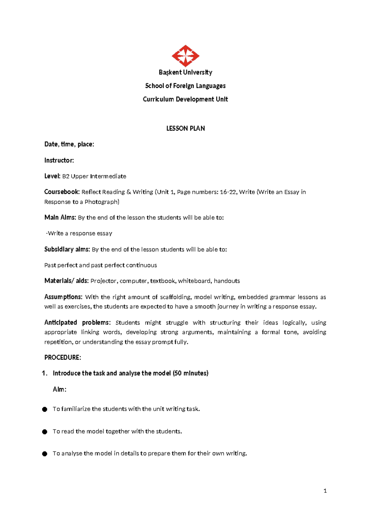 B2 Upper Intermediate Reflect RW 5 Lesson Plan: Response Essay Writing ...