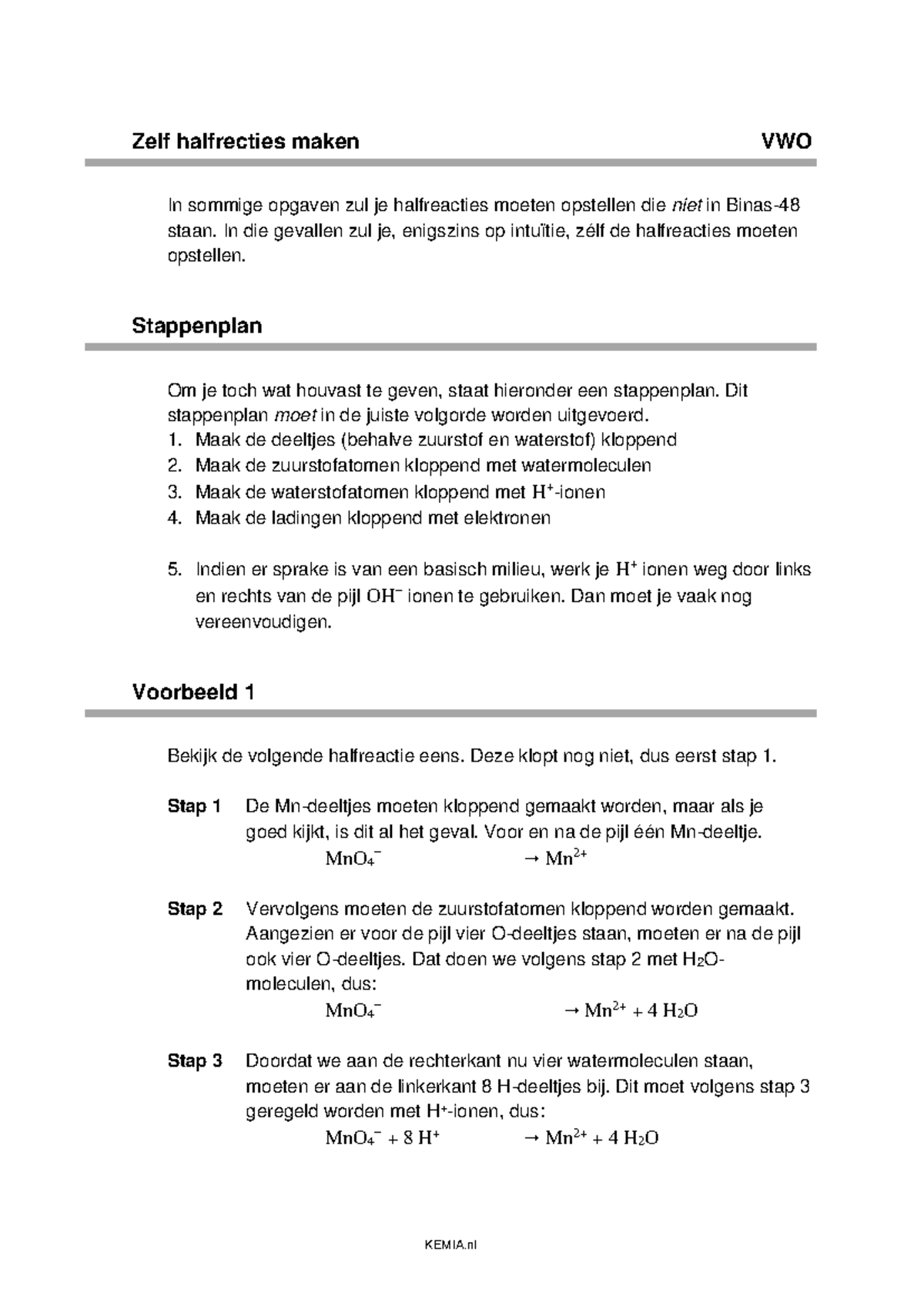 Zelf Halfreacties Maken - Stappenplan en Oefeningen KEMIA.nl - Studeersnel