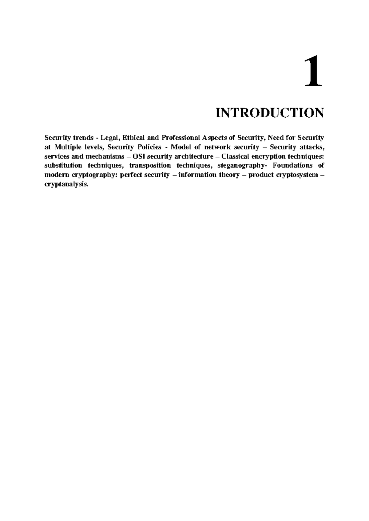 Unit I(CNS) - This pdf contains the 1st unit of CNS - 1 INTRODUCTION ...