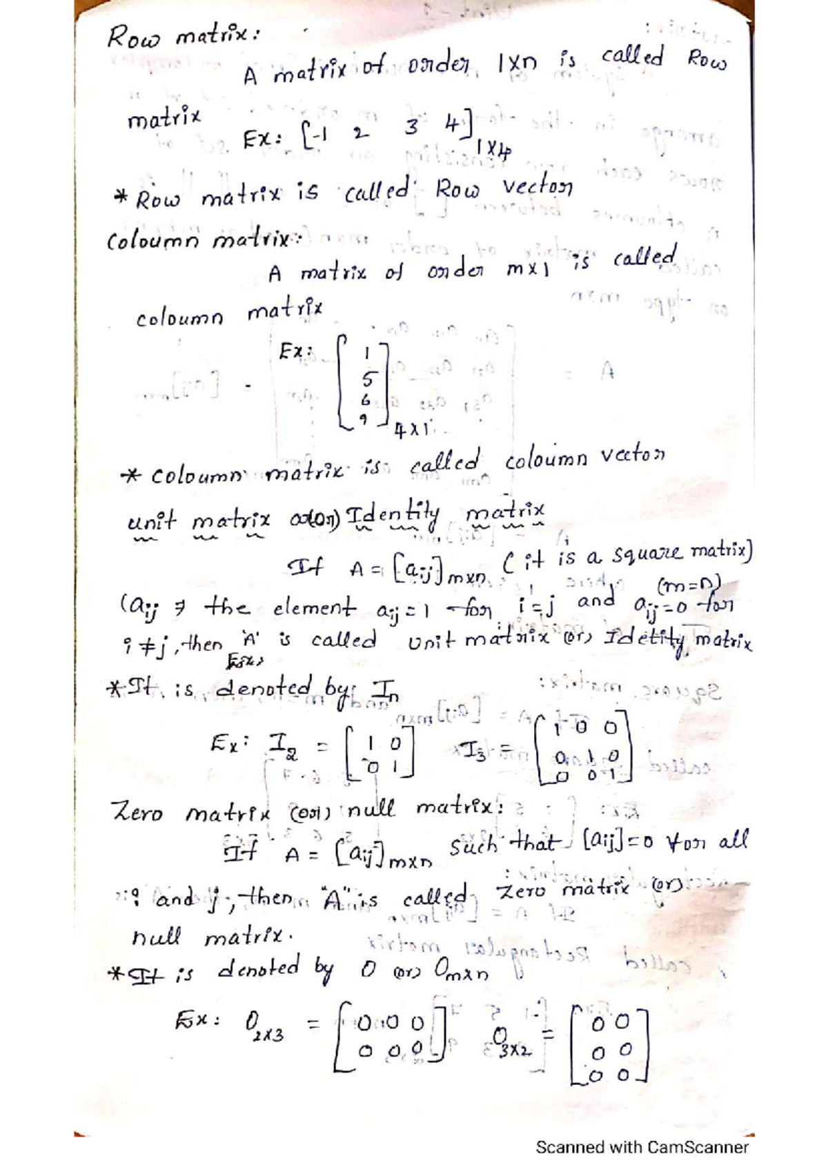 Row Matrix and Related Concepts: A Comprehensive Guide (MATH101) - Studocu