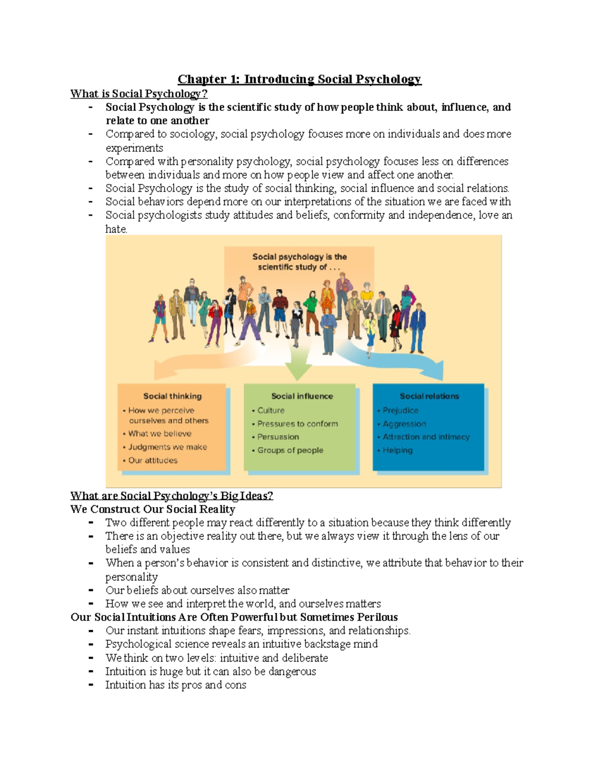 SOC101 - Chapter 1 Notes: Introduction to Social Psychology Concepts ...