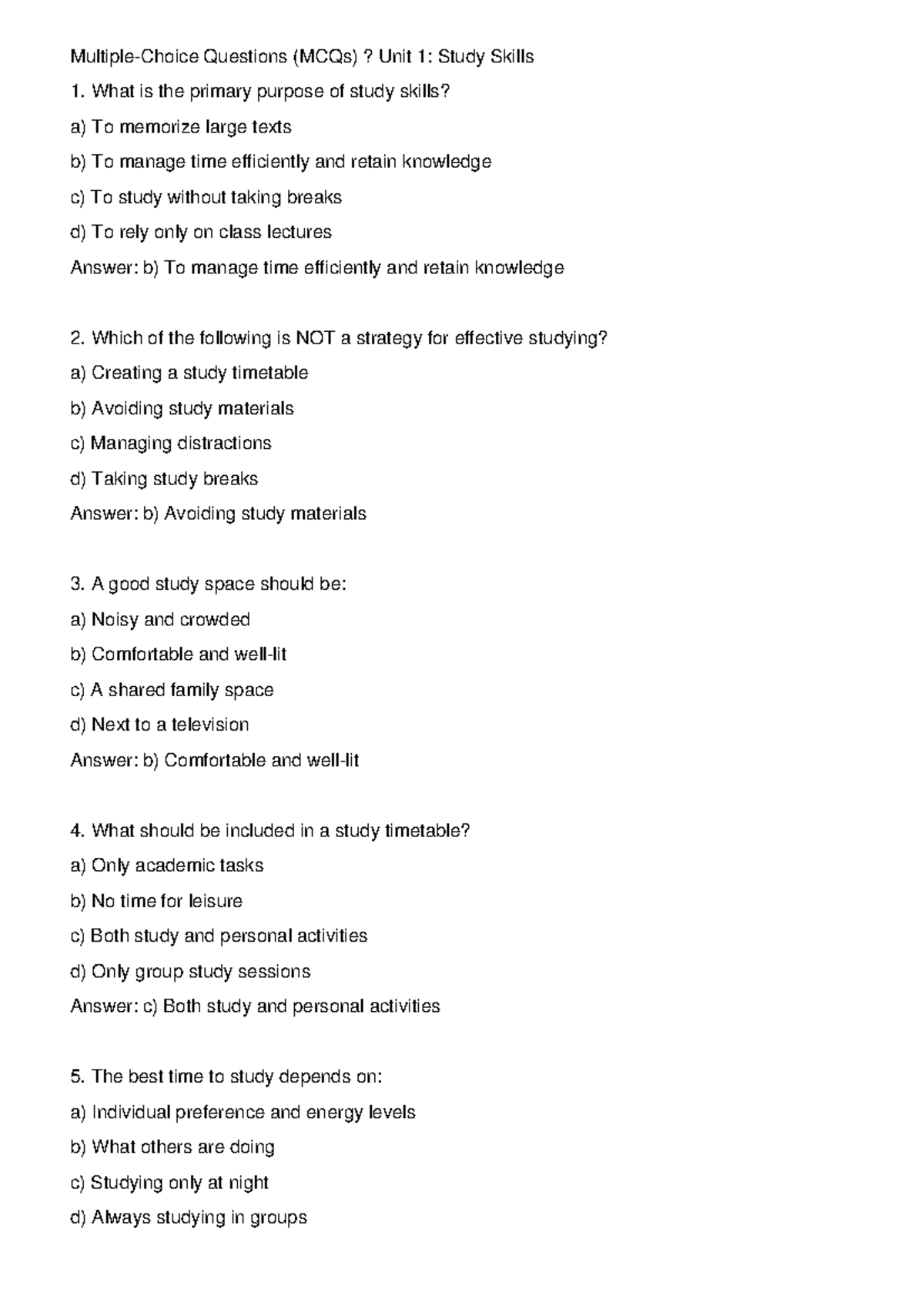 GST 101 Practice MCQs - Study Skills, Listening, Speaking & Reading ...
