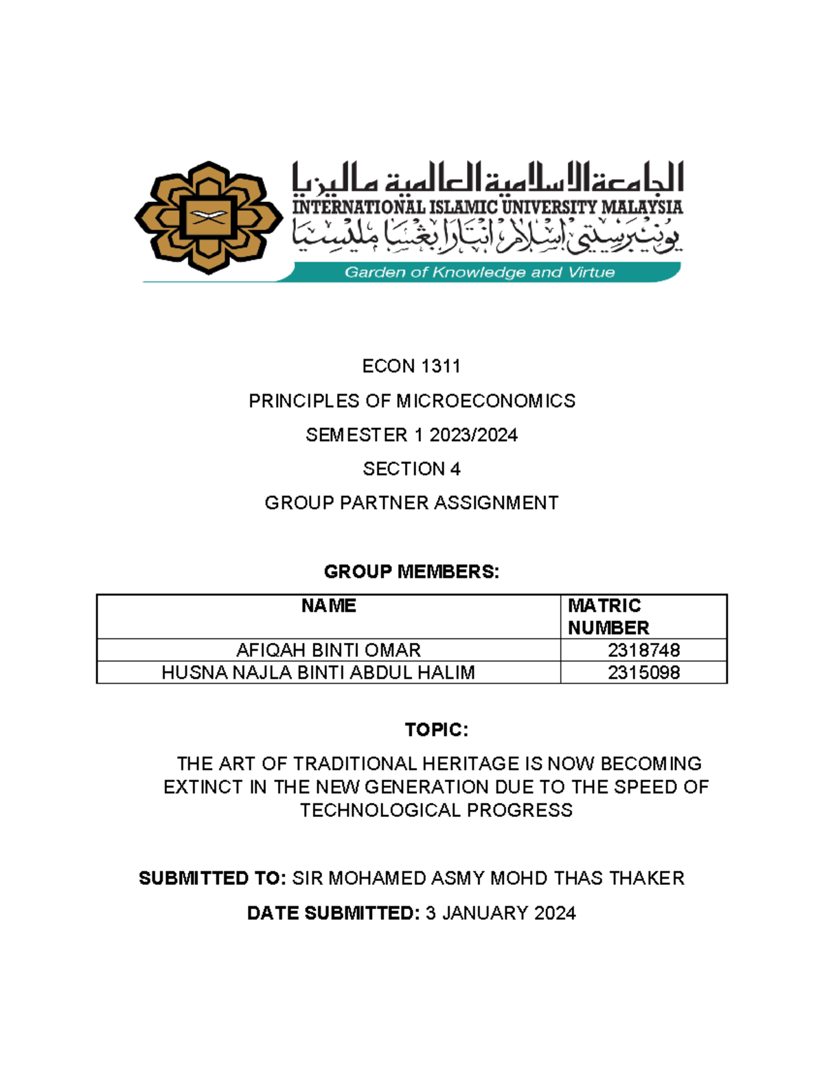 ECON 1311 Group Assignment: Preserving Traditional Games in Malaysia ...
