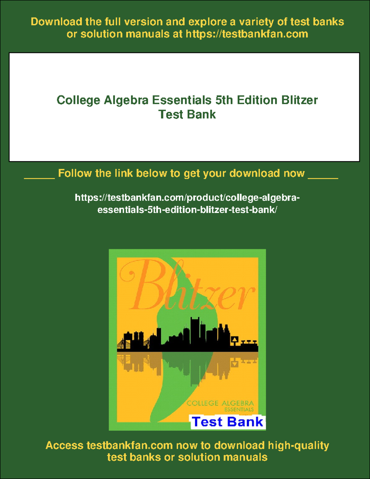 College Algebra Essentials 5th Ed. Blitzer Test Bank &amp; Solutions Guide ...