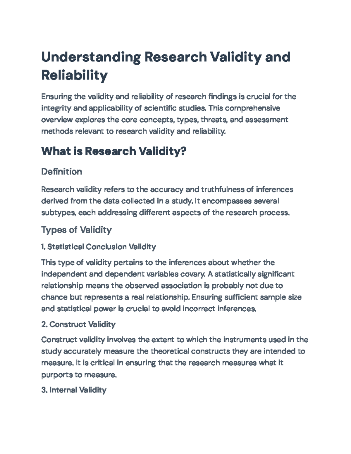 Understanding Research Validity and Reliability: Key Concepts and ...