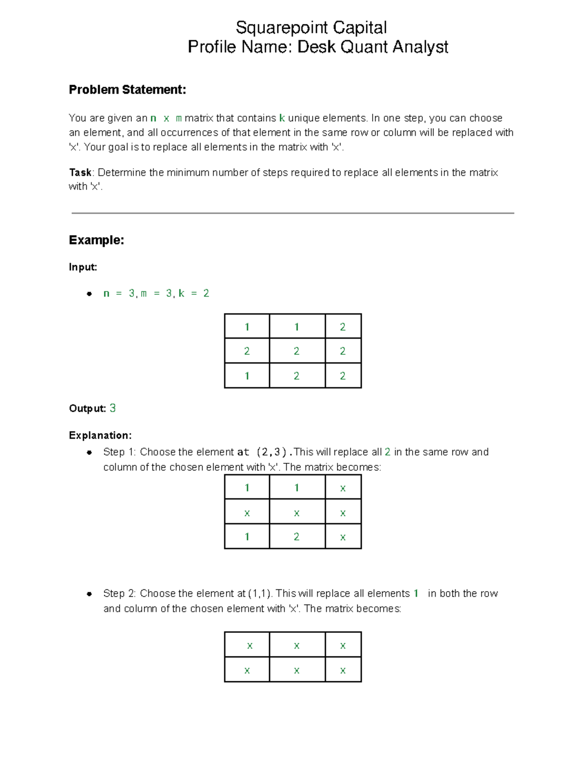 Square Point Q2 - Matrix Element Replacement Questions - Studocu