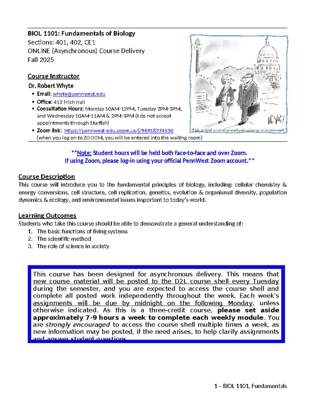 BIOL 1101: Fall 2025 Syllabus for Fundamentals of Biology - Studocu