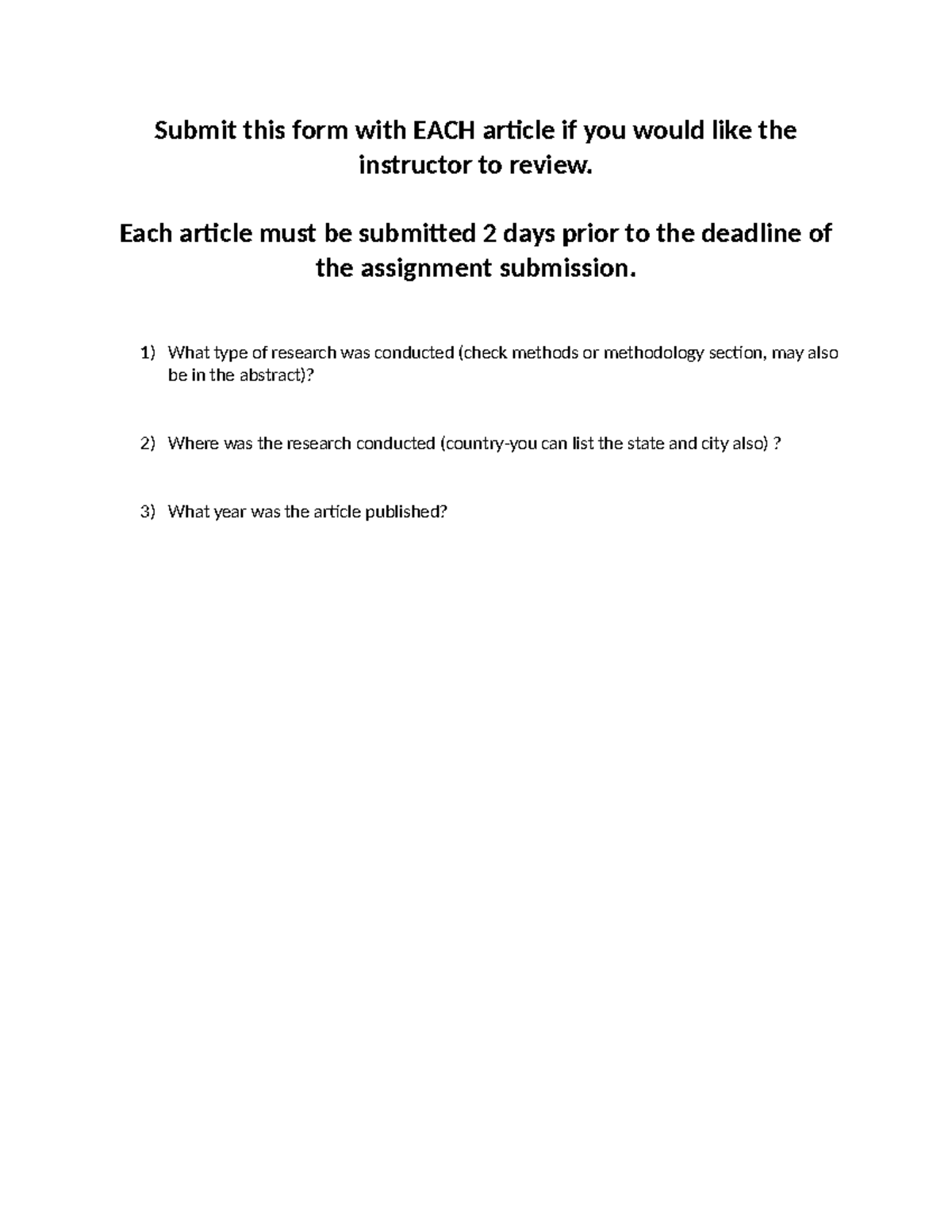 Approval of Articles for Students - Submit this form with EACH article ...