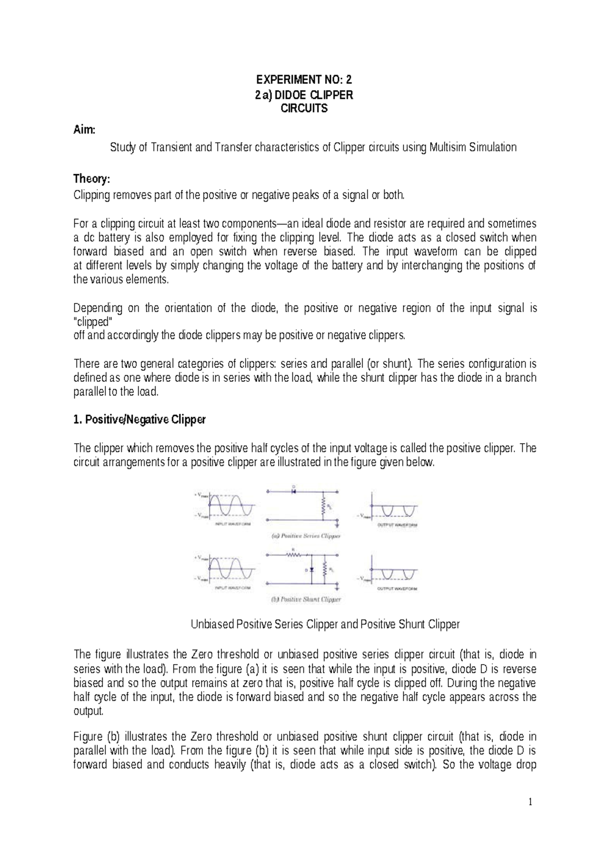 Analog Ckt Lab Ex - Lab experiment - EXPERIMENT NO: 2 2 a) DIDOE ...