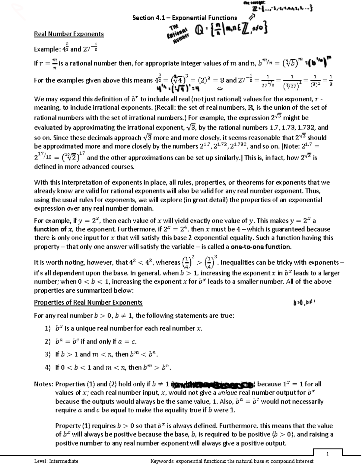 4.1 - Understanding Exponential Functions and Their Properties - Studocu