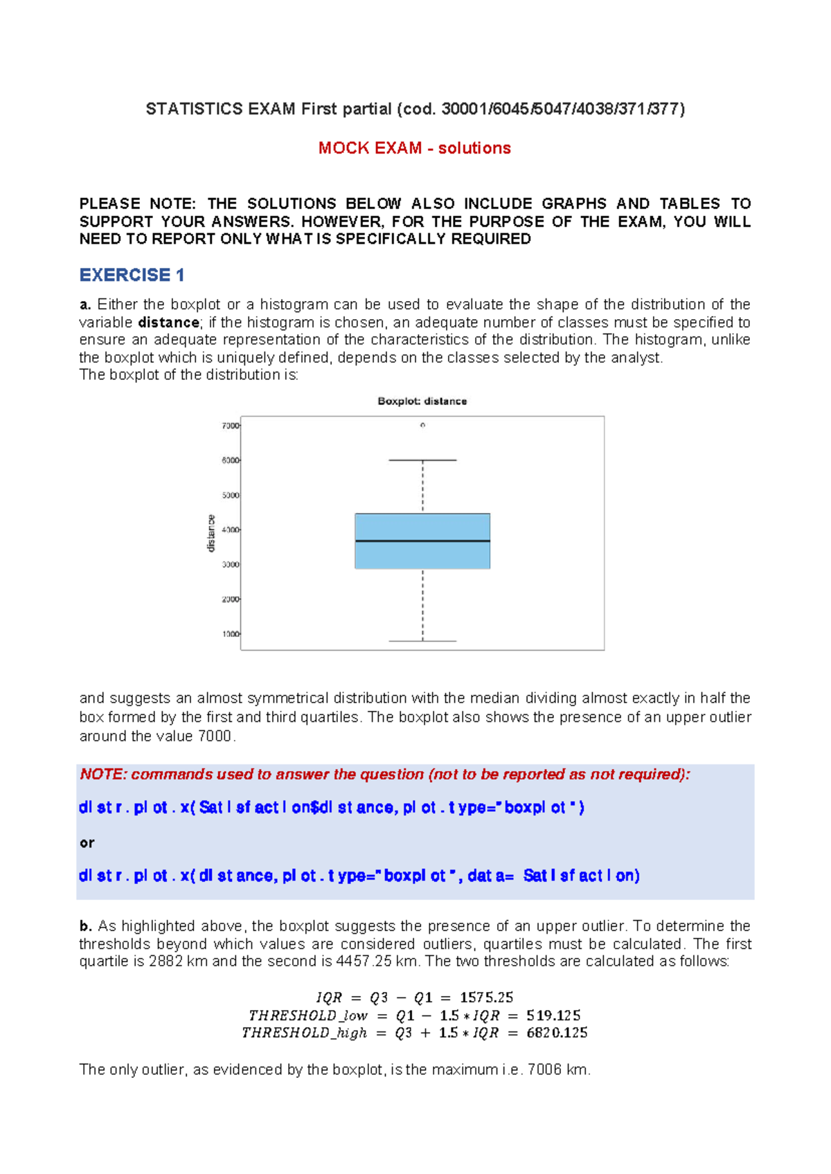 Revised Solutions for Stat Exam 30001/6045/5047/4038 - Mock Exam - Studocu