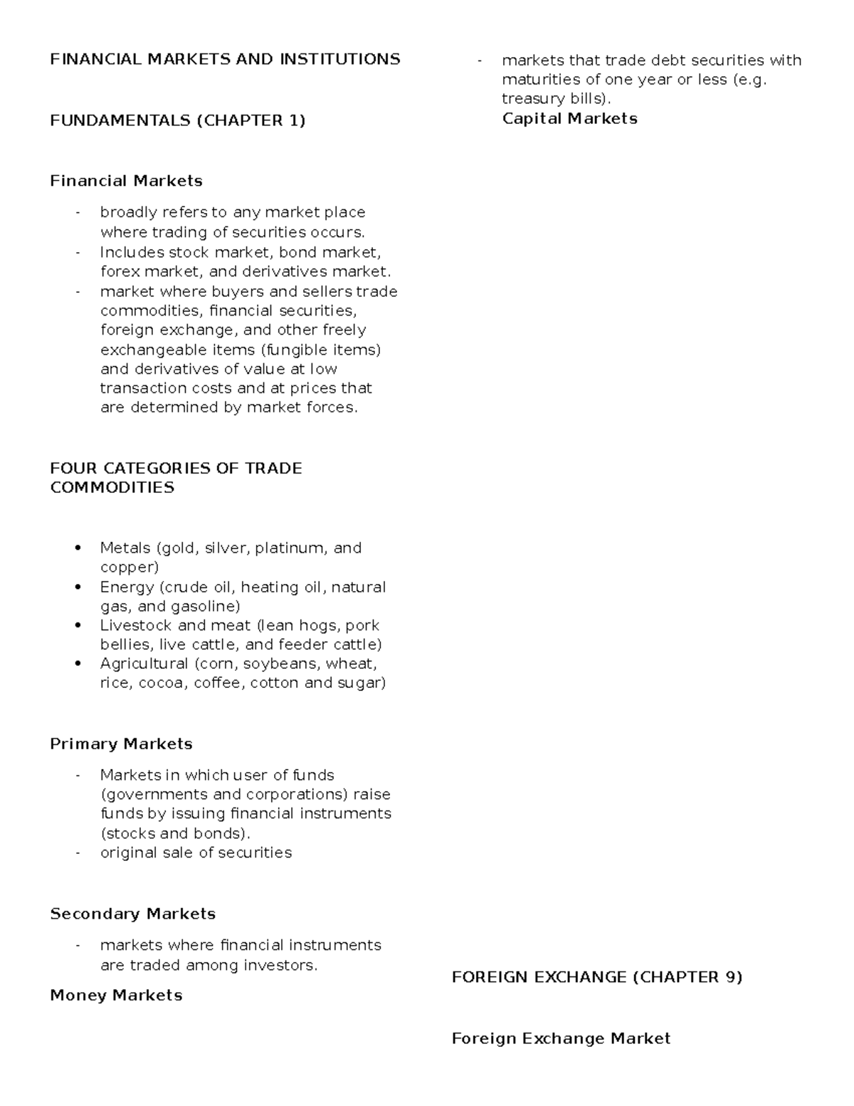 FIN 101: Financial Markets & Institutions Overview (Chapter 1) - Studocu