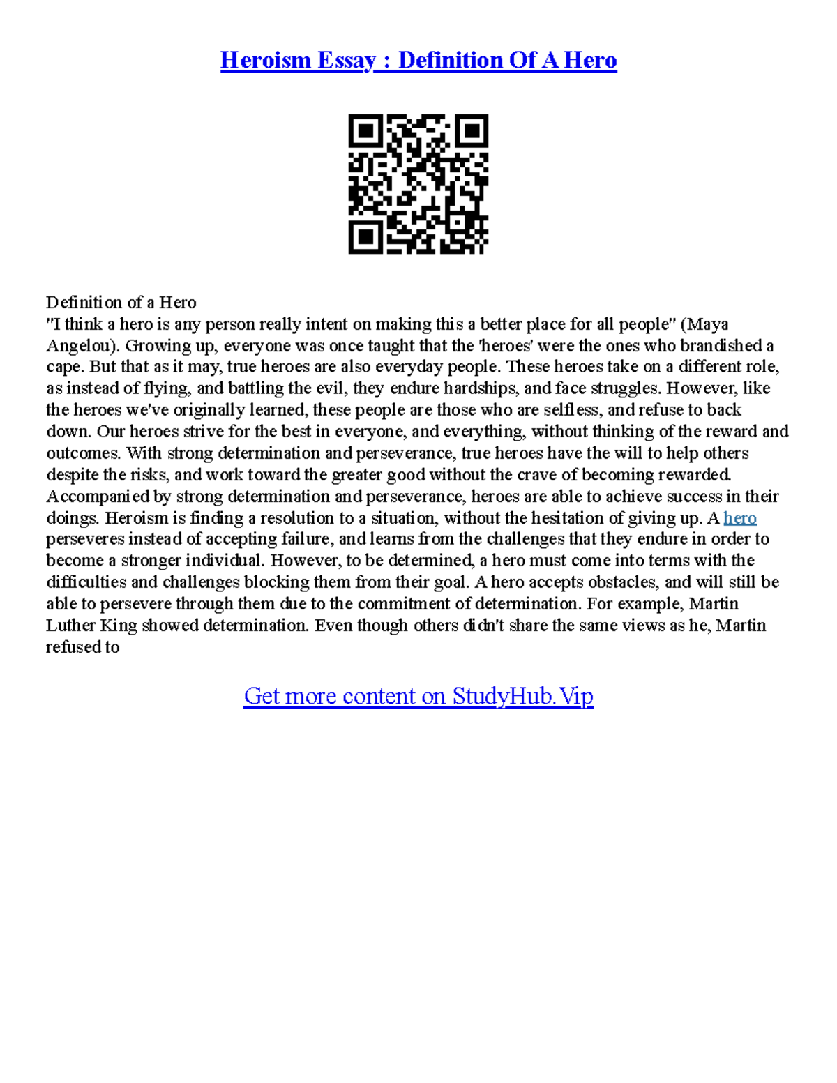 ENG 101 Heroism Essay: Understanding the Essence of a Hero - Studocu