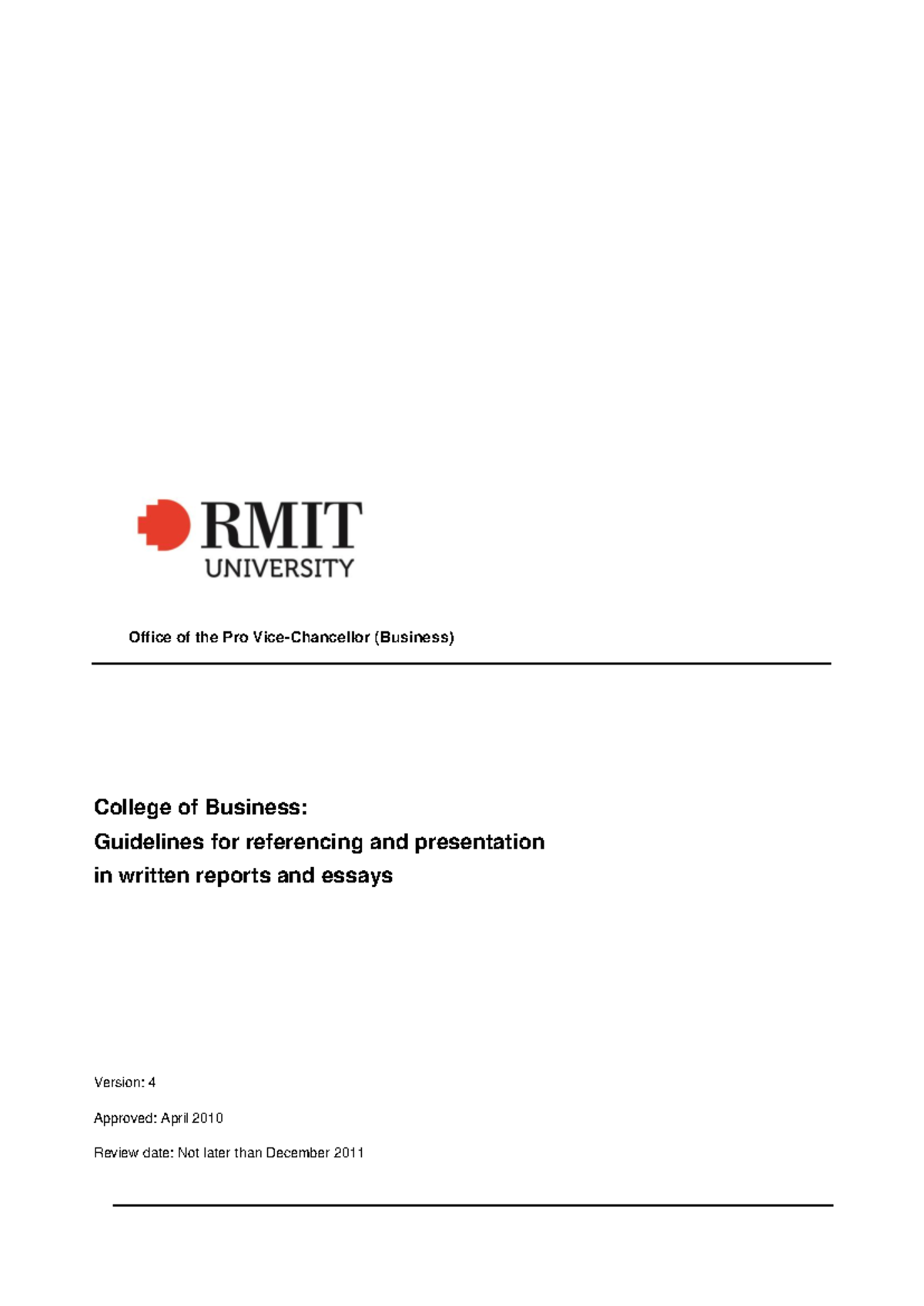 RMIT Business Written Reports & Essays Referencing Guidelines - Studocu