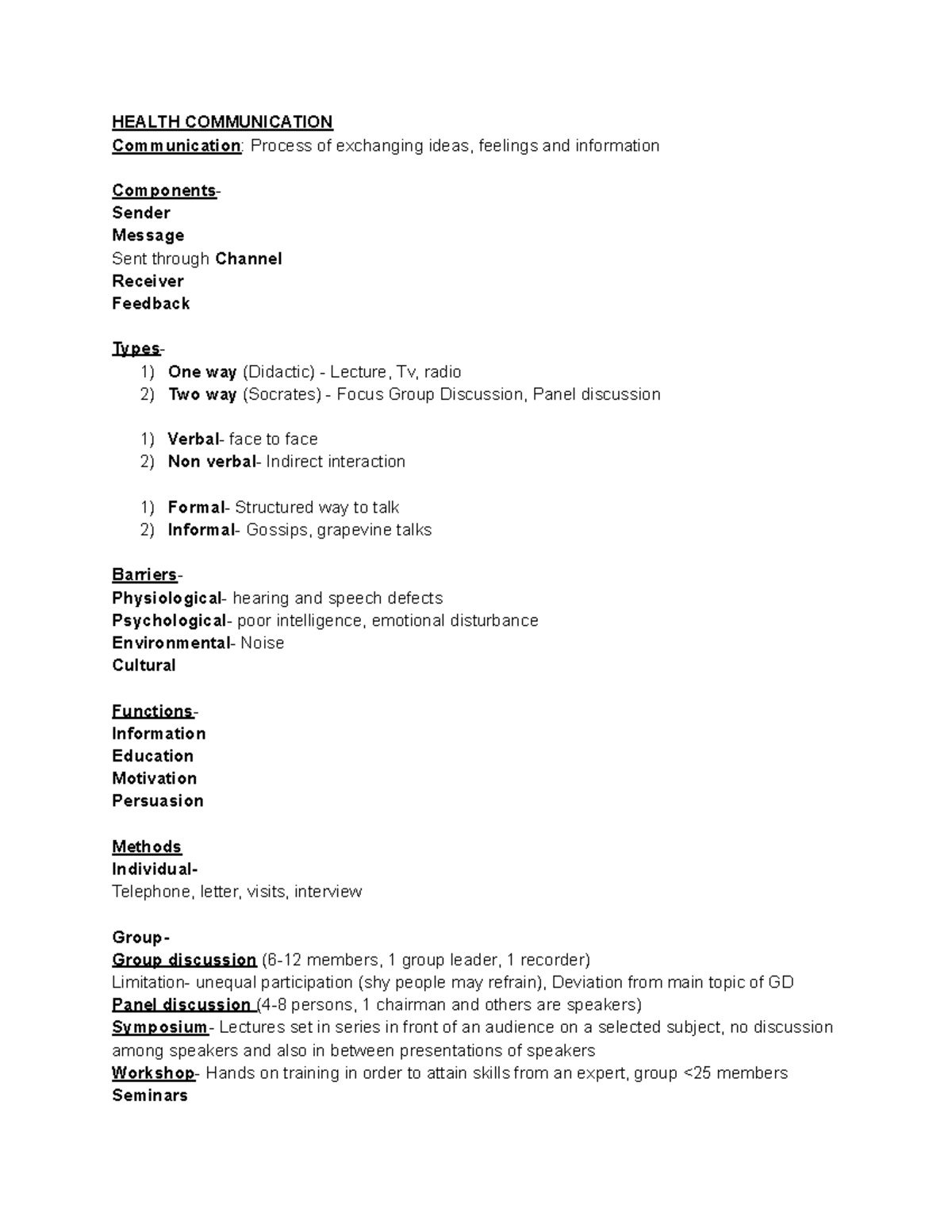 HEA 101 Final Exam Study Guide: Mastering Health Communication - Studocu