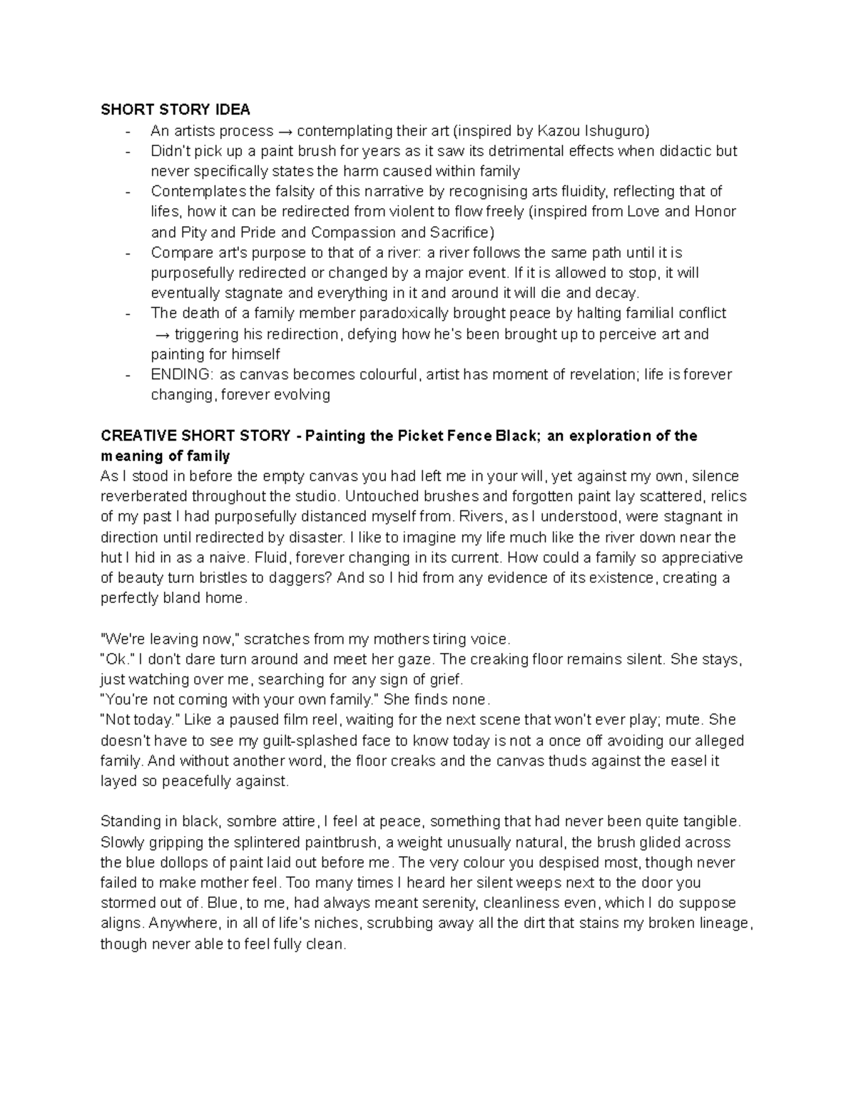 HSC Creative Writing & Reflection: The Fluidity of Art and Family ...