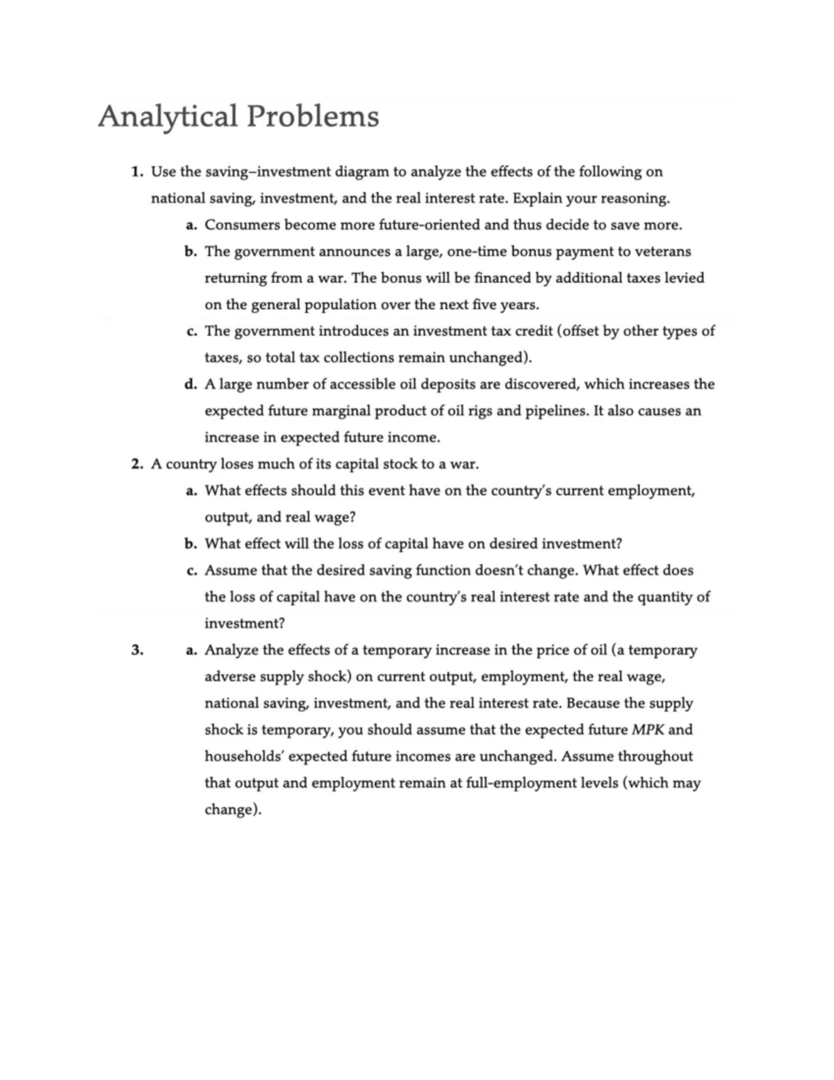 Chapter 4 Solutions: Consumption, Saving, and Investment Numerical ...