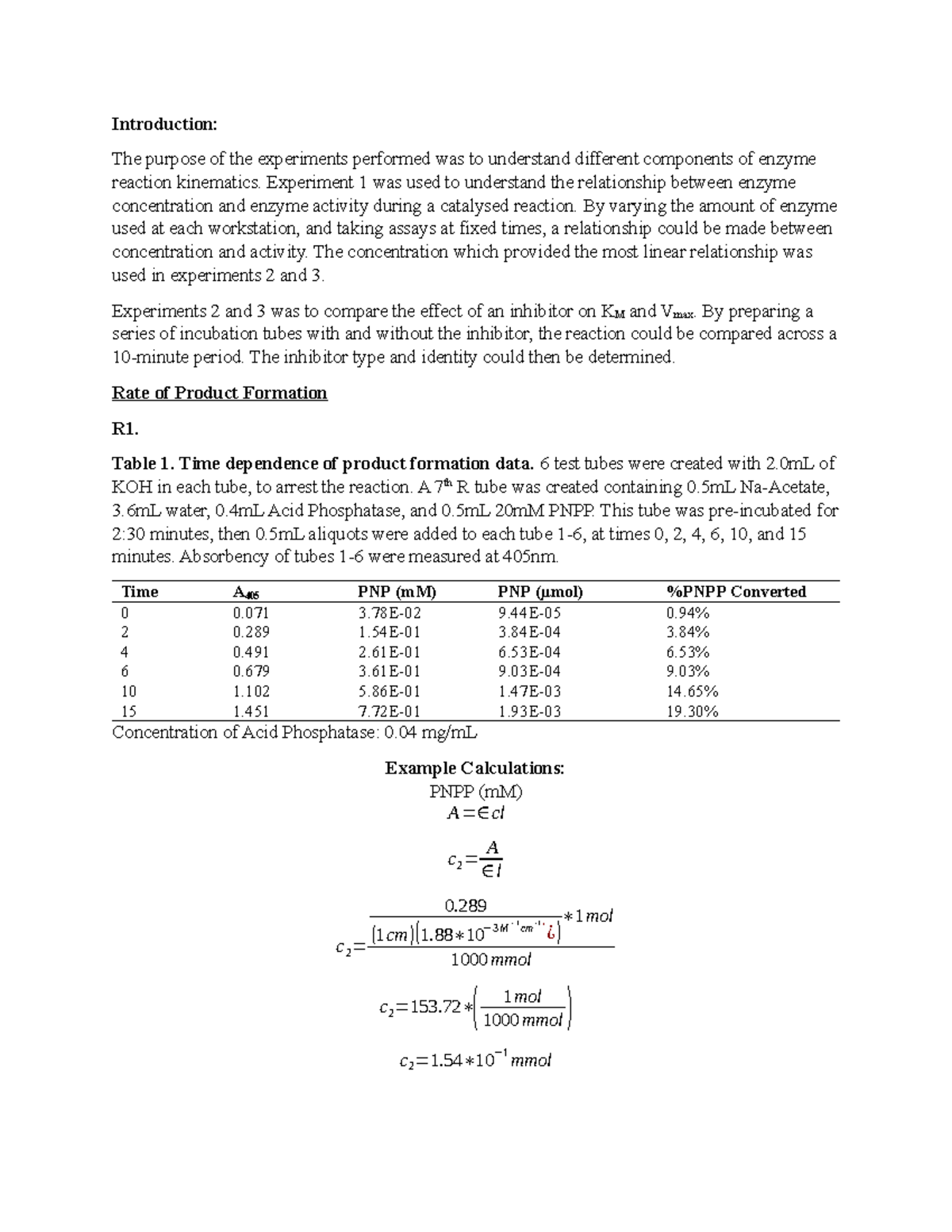 Lab 3 - Enzyme Reaction Kinetics and Inhibition Analysis - Studocu