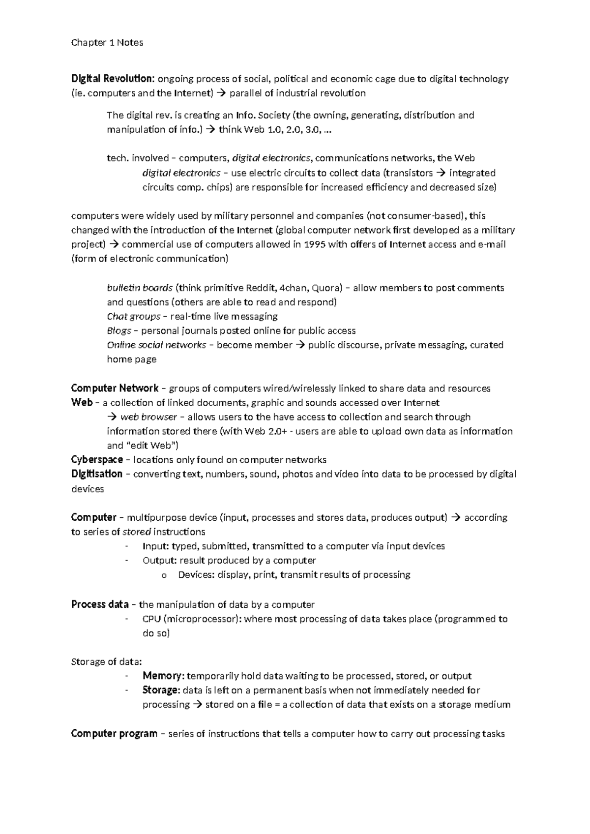 Chapter 1 Summary: Digital Revolution and Its Impact on Society - Studocu