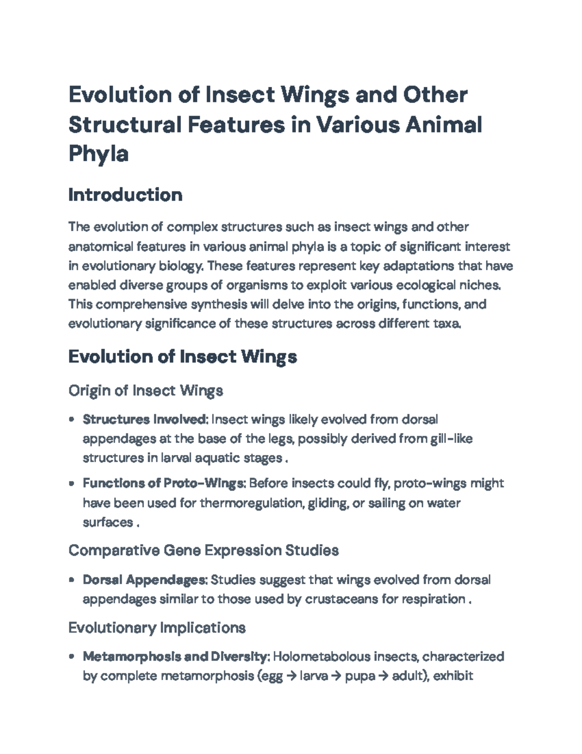 Evolutionary Biology: Insect Wings and Adaptations Across Phyla ...