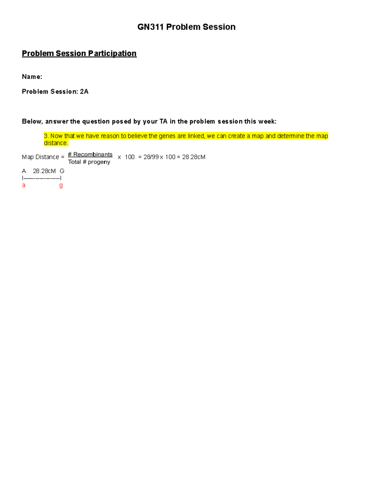 Three Point Mapping Practice Worksheet for Genetics (BIO 101) - Studocu