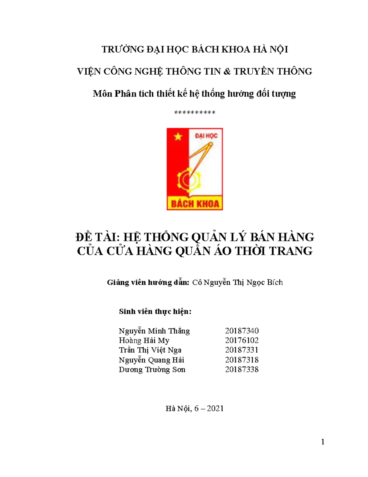 Hệ thống Quản lý Bán hàng cho Cửa hàng Thời trang - Phân tích Thiết kế - Document Preview