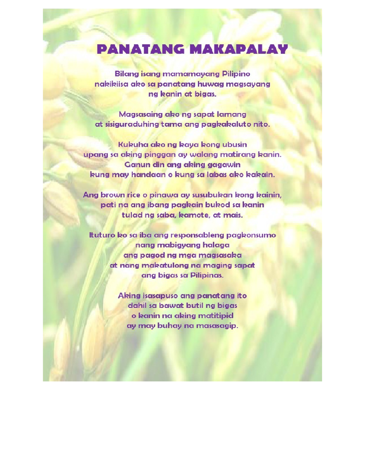 Pledge for Rice - I will cook only what is enough and make sure it is ...