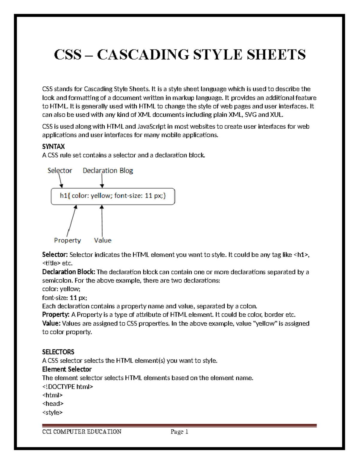 CSS 101: Comprehensive Guide to Cascading Style Sheets - Studocu