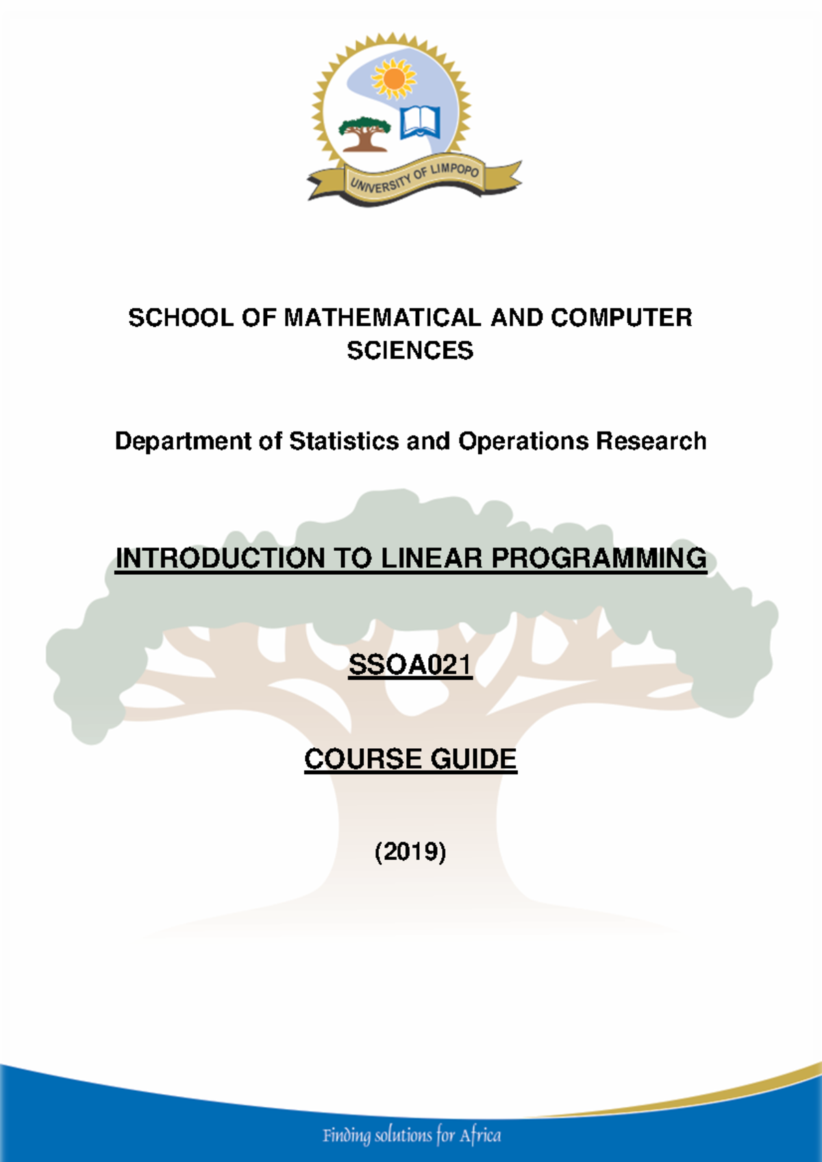 SSOA021 - Study Guide - Lecture Notes on Linear Programming - Studocu